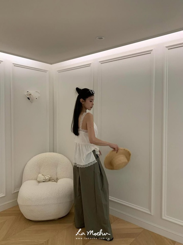 顯瘦寬版抓摺長褲